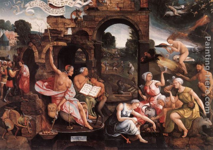 Saul and the Witch of Endor painting - Jacob Cornelisz Van Oostsanen Saul and the Witch of Endor art painting